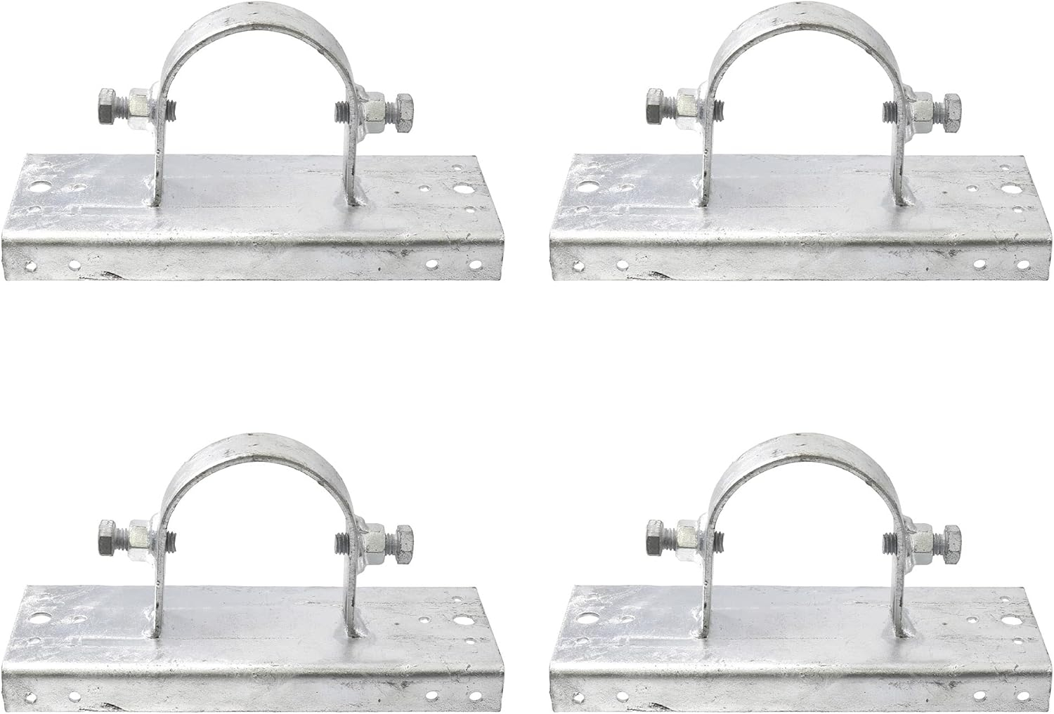 Galvanized Steel Wood to Metal Fence Post Adapter Brackets, Pack of 4