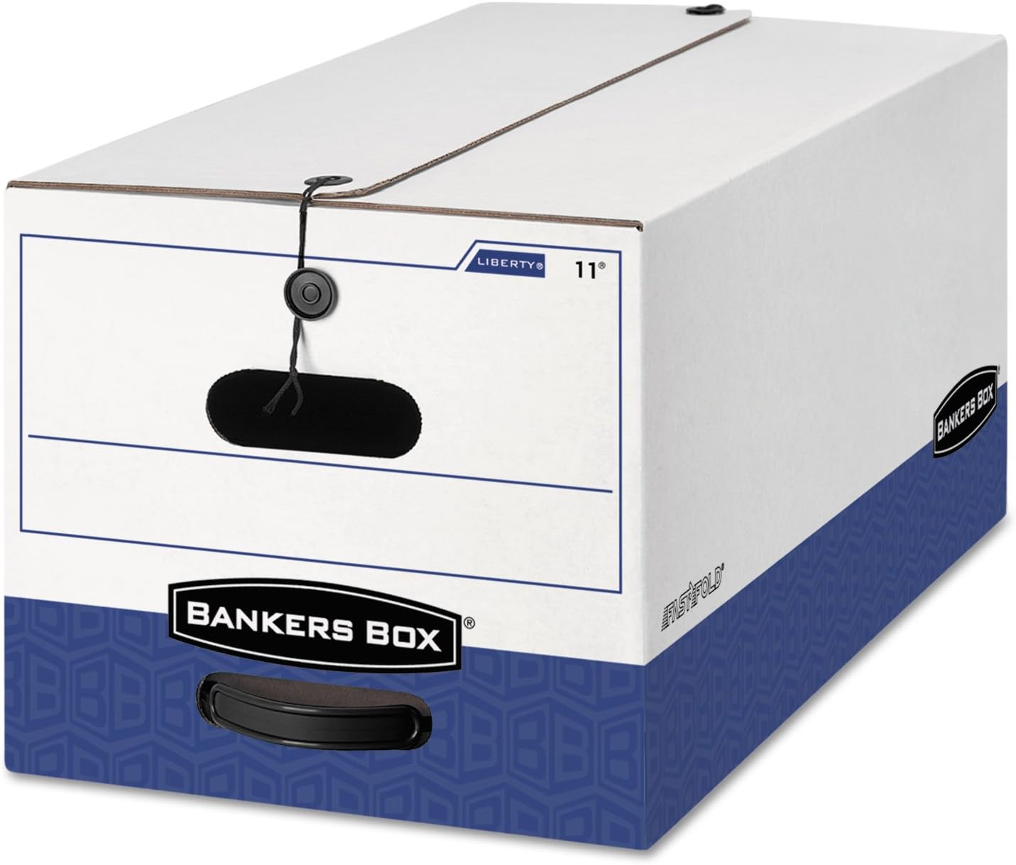 Bankers Box 0001103 12 in. x 24 in. x 10 in. Liberty Heavy-Duty Strength Storage Box - Letter, White/Blue (4/Carton)
