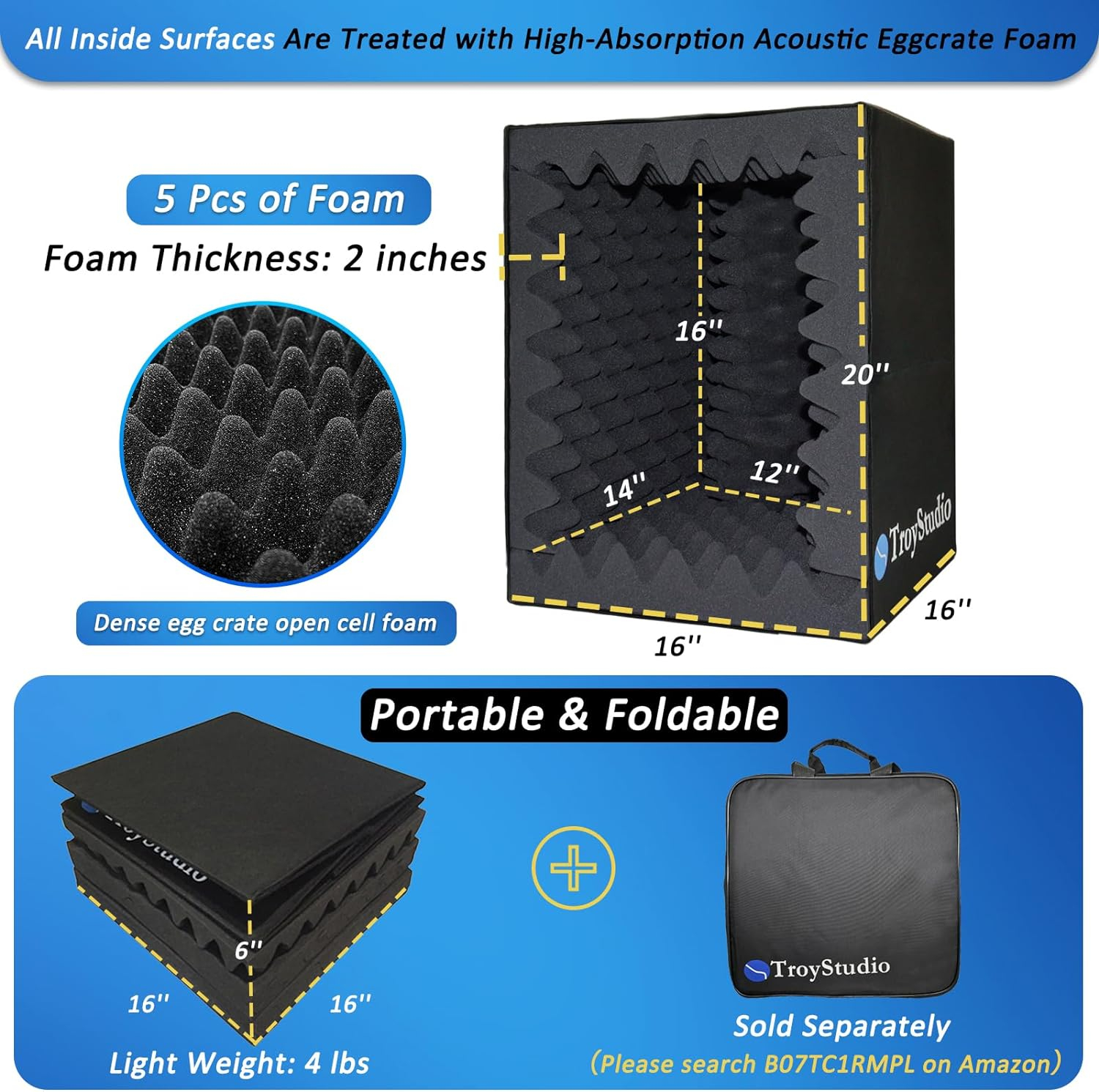 TroyStudio Acoustic Sound Diffuser Panels, 12 X 12 X 1 inches 8 Pcs PVC Plastic Wall Panel, Recording Studio Acoustical Treatments Diffusion Panel, 3D Art Decorative Ceiling Tiles (Pyramid, Black)
