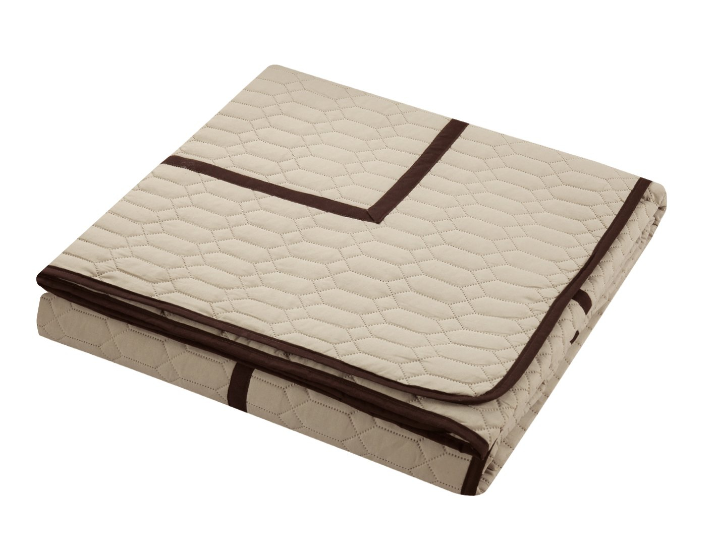 8 Pc. Neal Hotel Collection 2 Tone banded Geometrical Embroidered, Quilt in a bag, Includes sheets set, Shams and