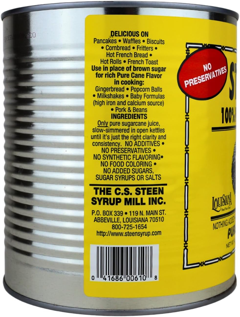 Steen's 100% Pure Cane Syrup 90 Fl Oz Yellow Tin