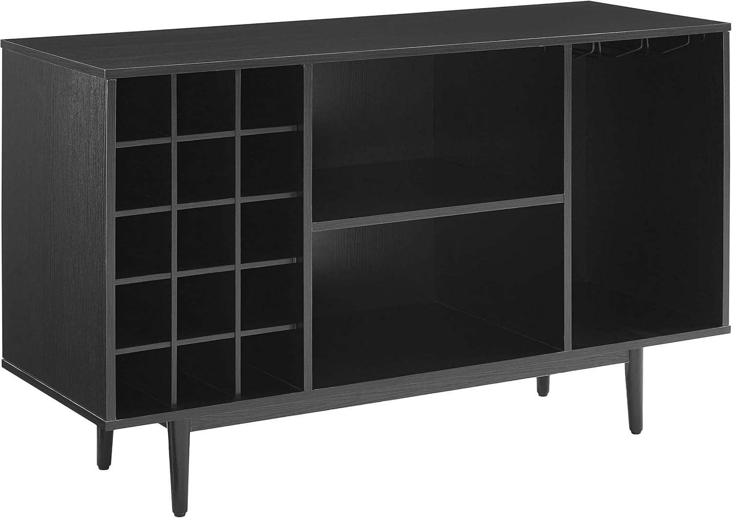 Liam Black Mid-Century Modern Wine Storage Sideboard