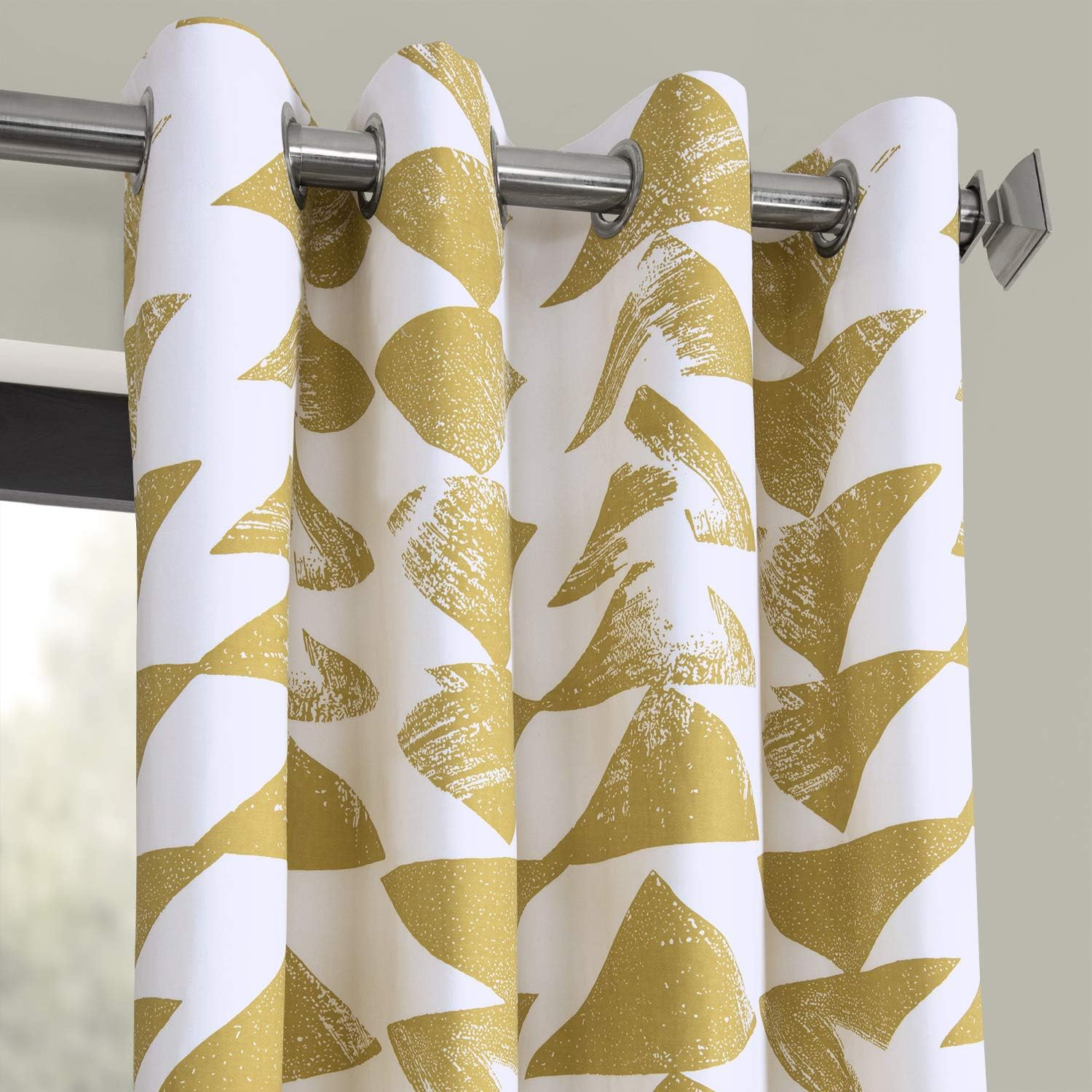 Triad Gold Grommet Printed Room Darkening Curtain - 50 in. W x 84 in. L Single Window Panel