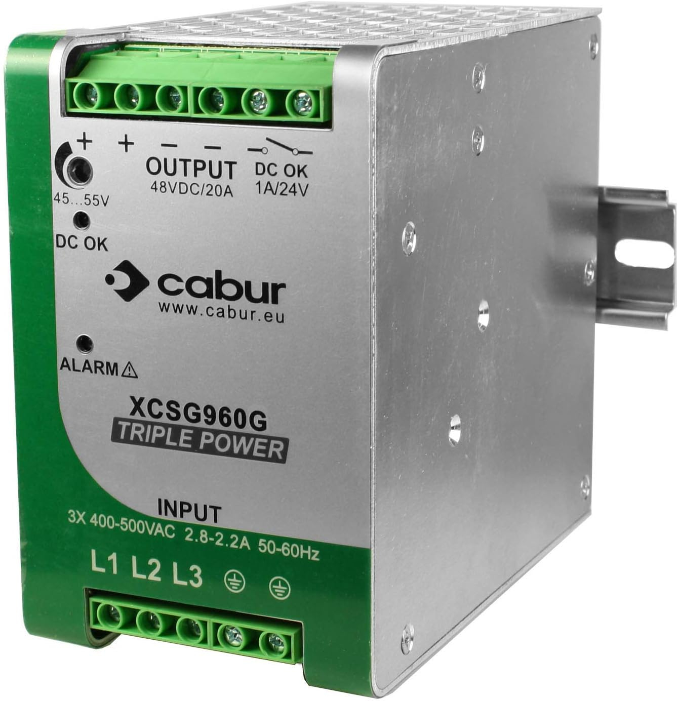 ASI XCSG960G 3-Phase DIN Rail Mount Power Supply, 72 Vdc, 960 Watt, 13.3 Amp Output, 340 to 550 Vac Input, (Pack of 1)