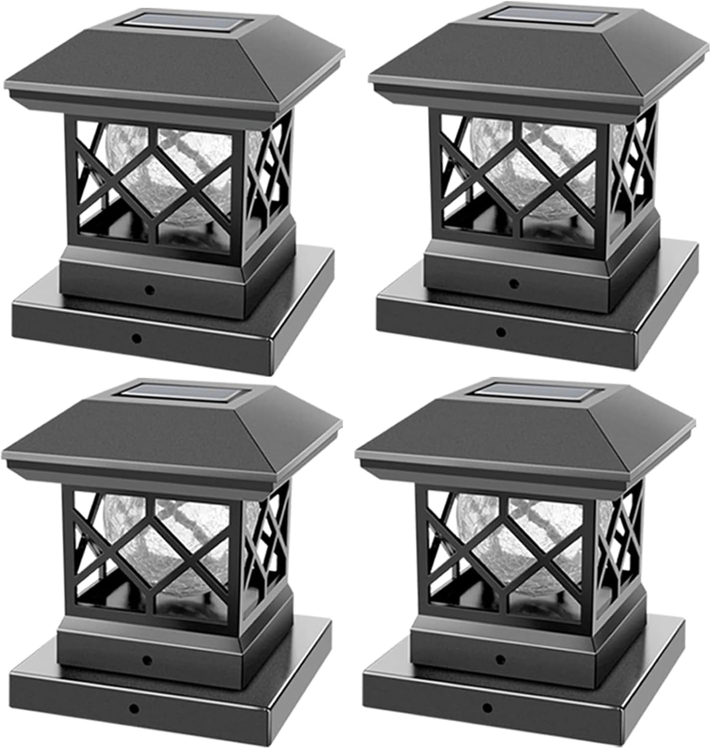 TWINSLUXES Solar Post Cap Lights Outdoor - Waterproof LED Fence Post Solar Lights for 3.5x3.5/4x4/5x5 Wood Posts in Patio, Deck or Garden Decoration 4 Pack