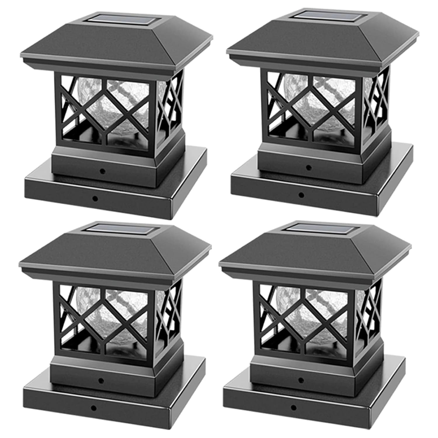 TWINSLUXES Solar Post Cap Lights Outdoor - Waterproof LED Fence Post Solar Lights for 3.5x3.5/4x4/5x5 Wood Posts in Patio, Deck or Garden Decoration 4 Pack