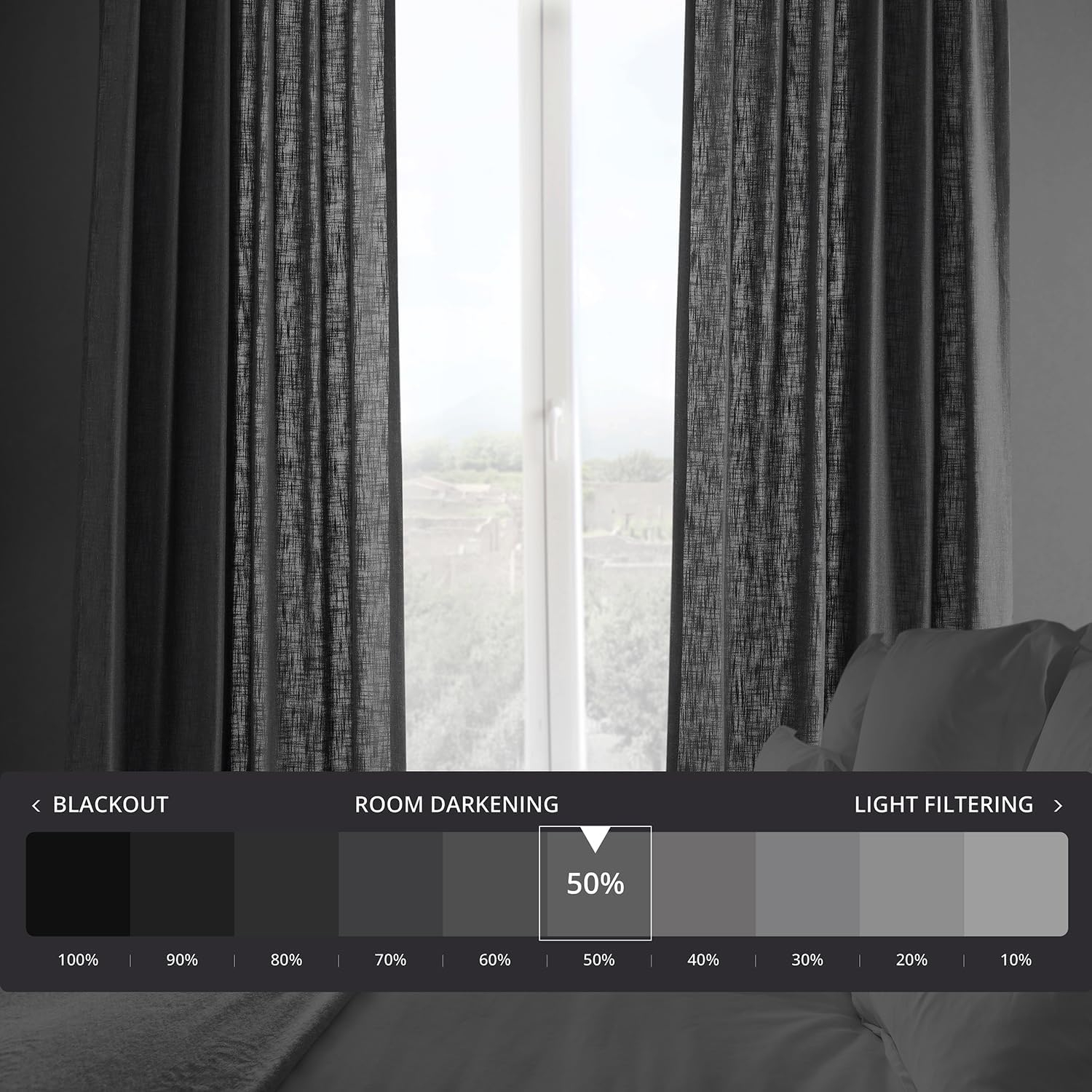 Half Price Drapes FHLCH-VET13195-84 Slate Heavy Faux Linen Curtain, 50 x 84, Grey