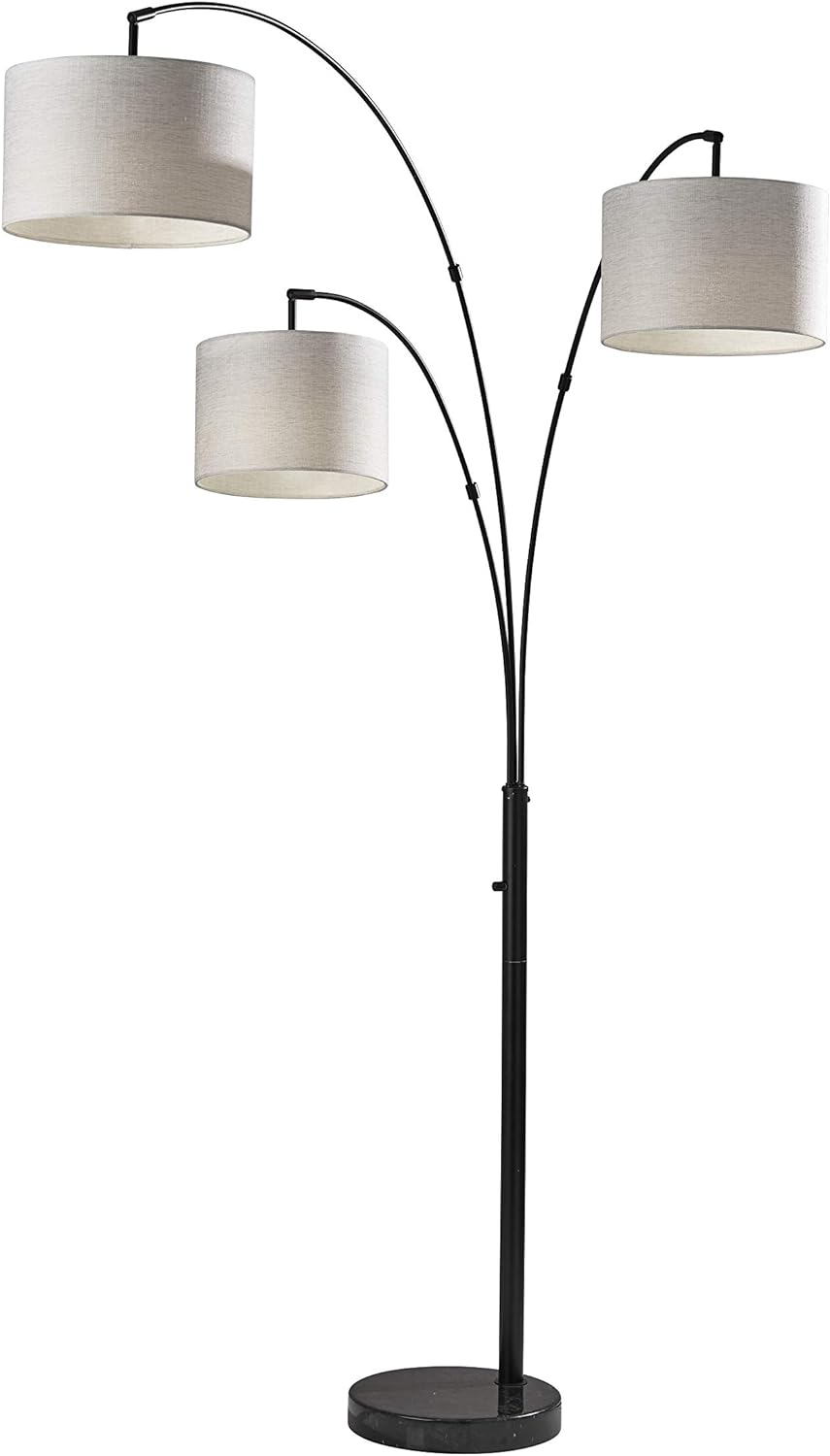 Adesso Home Brand Bowery 3-Arm Arc Lamp in Black Color