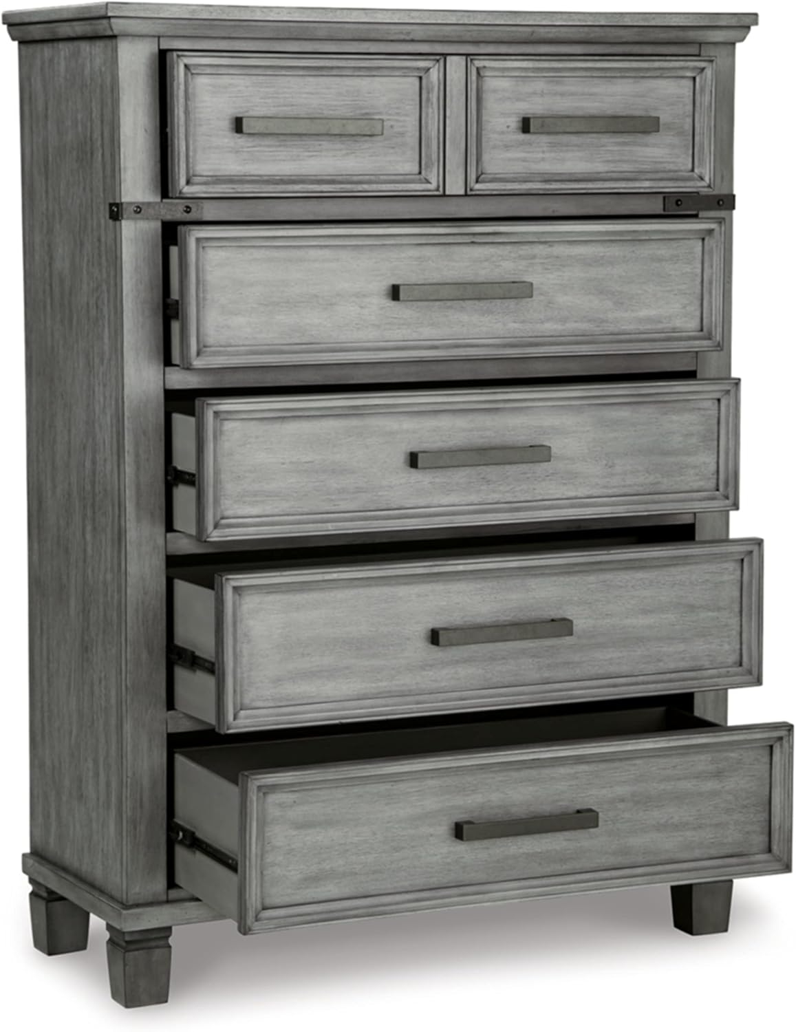 Gray Farmhouse 5-Drawer Chest with Dovetail Construction