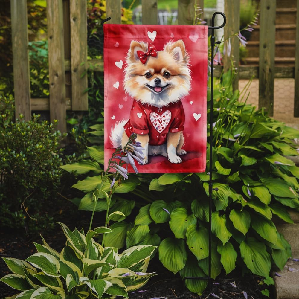 Pomeranian My Valentine Garden Flag 11.25 in x 15.5 in