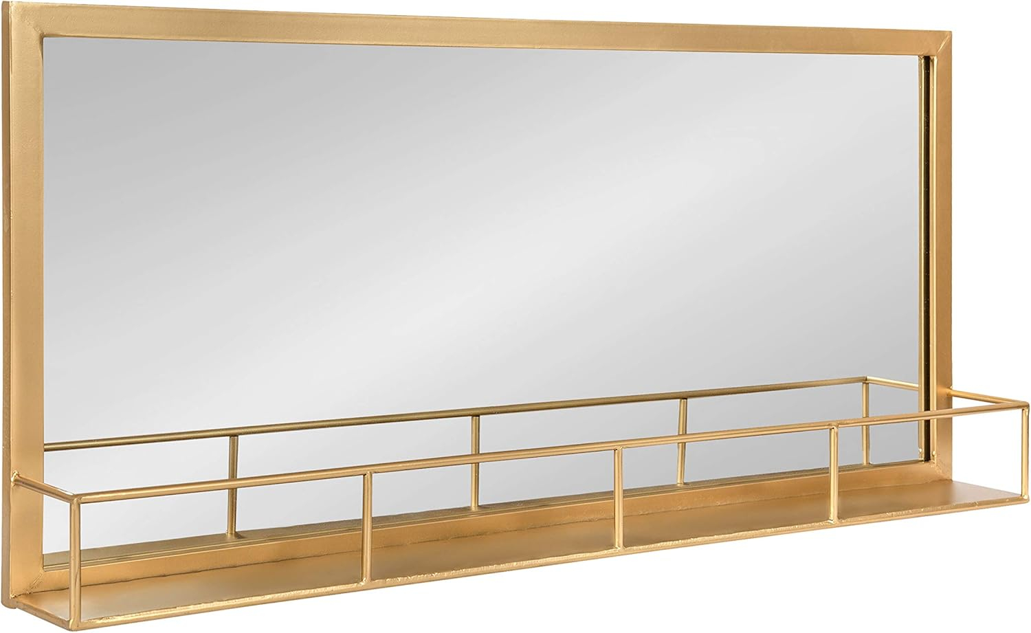 Kate and Laurel Jackson Modern Mirror with Shelf, 20 x 30, Gold, Decorative Mirror with Transitional Style and Additional Storage