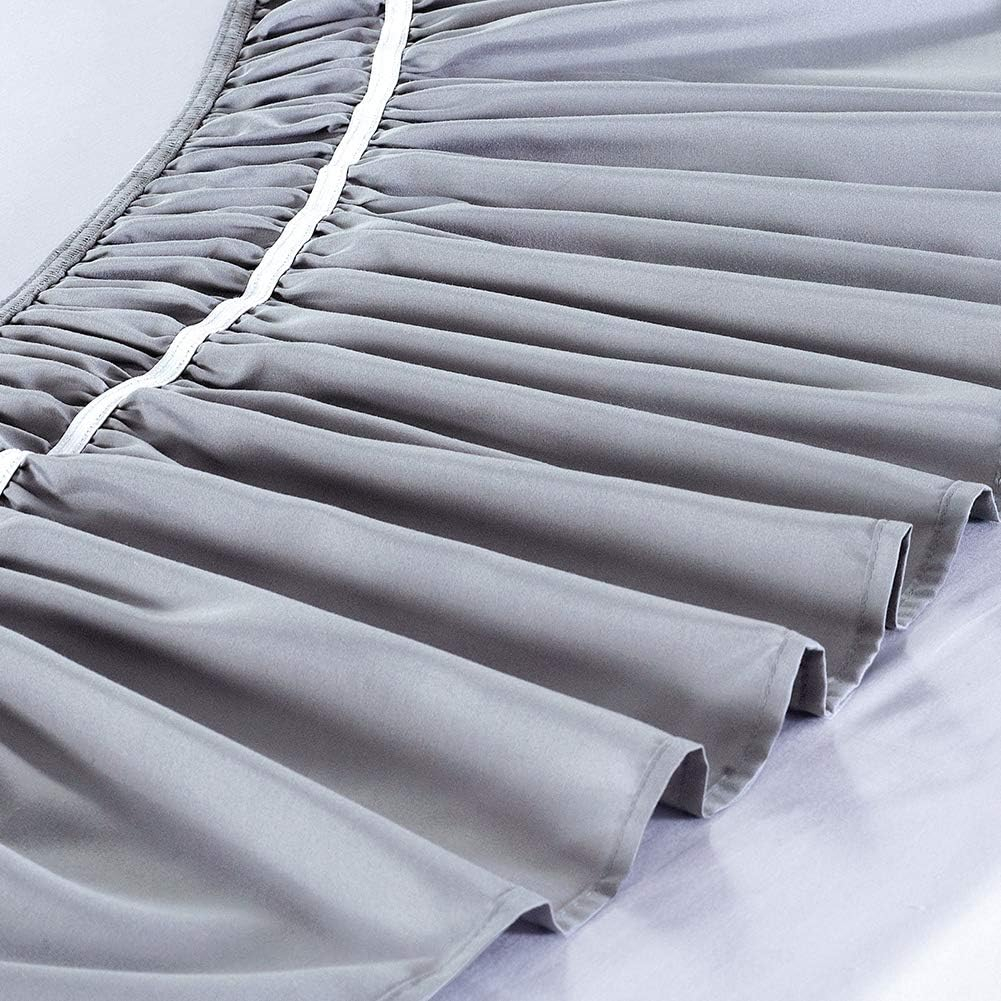 MEILA Wrap Around Bed Skirt Three Fabric Sides Elastic Dust Ruffled 16 Inch Tailored Drop,Easy to Install Fade Resistant-Grey, Queen/King