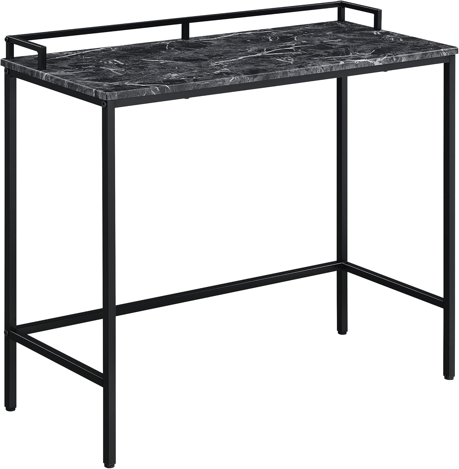 Brighton Console Table in Black Marble Engineered Wood Top and Black Frame