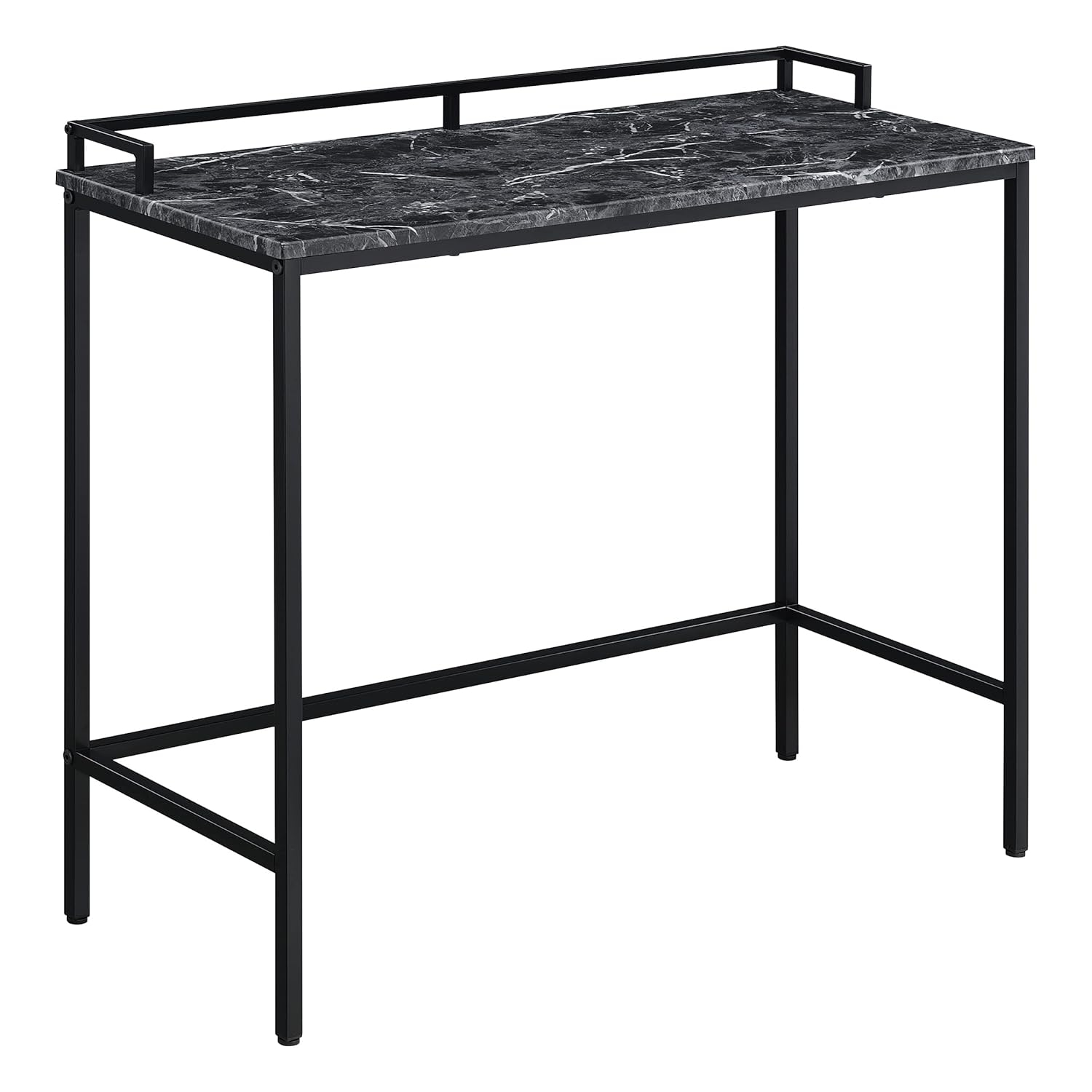 Brighton Console Table in Black Marble Engineered Wood Top and Black Frame