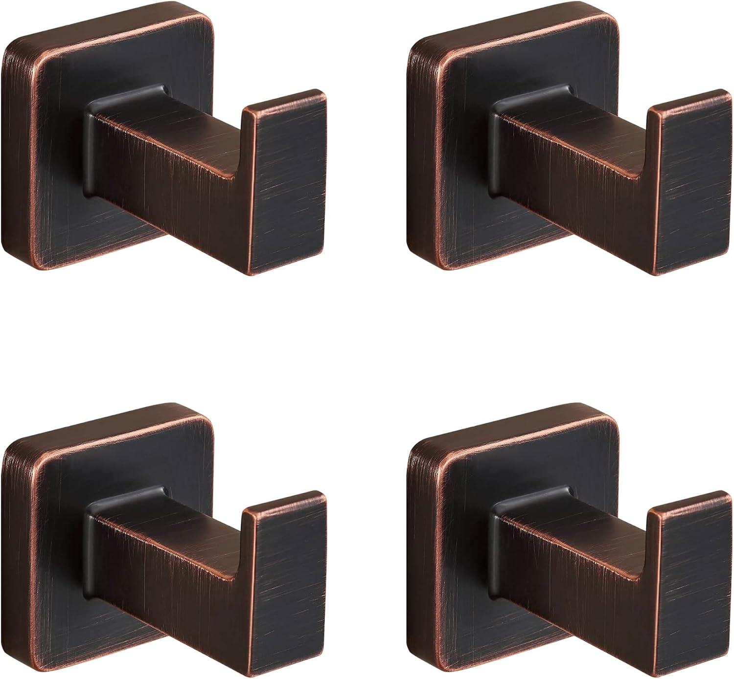 Bronze Towel Hooks，Bathrooms Coat Hooks Wall Mounted，Oil Rubbed Square Wall Hooks Robe Hooks 2 Pieces Stainless Steel Bathroom Accessories