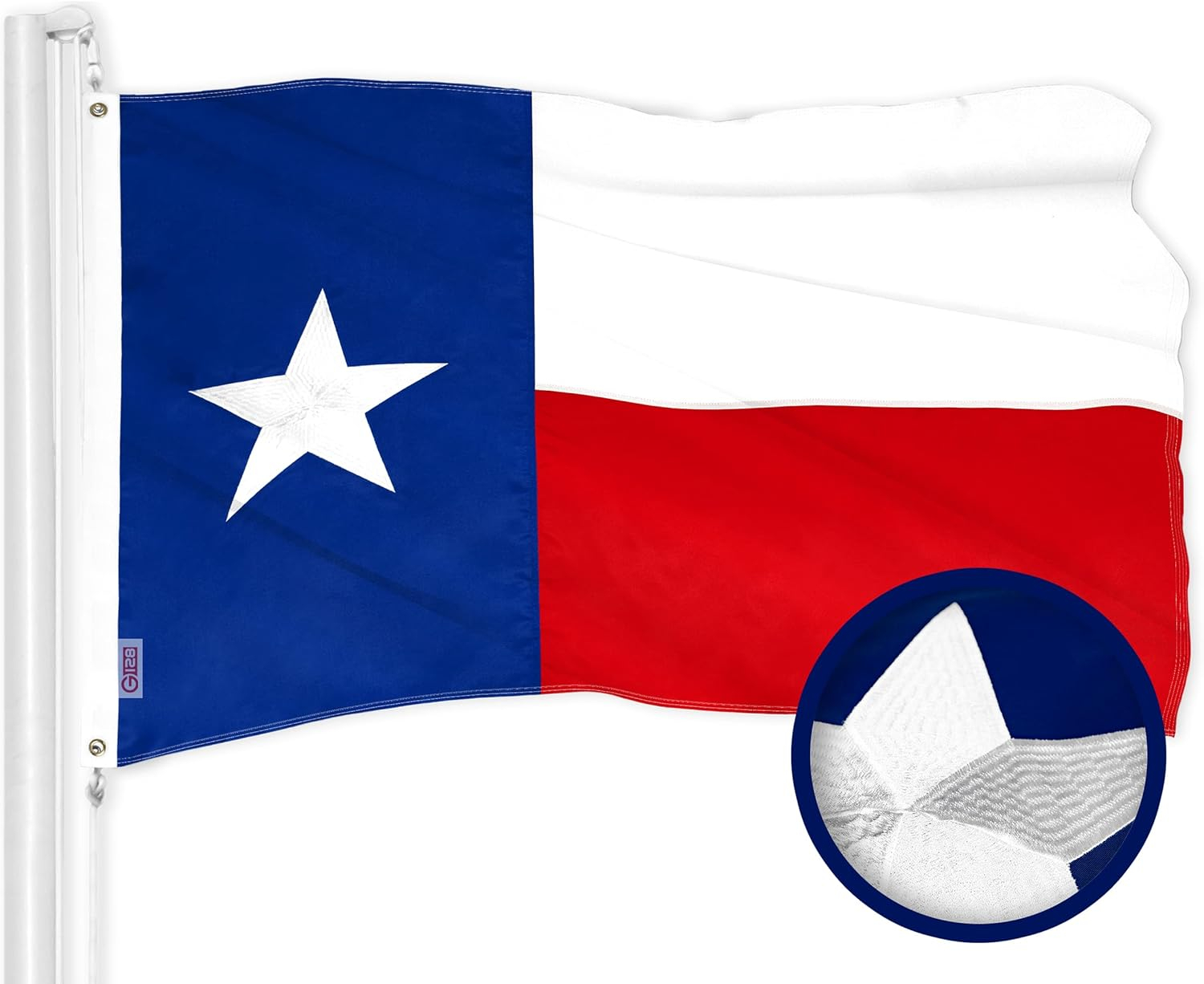 G128 Combo Pack: American USA Flag 4x6 Ft & Texas TX State Flag 4x6 Ft | Both ToughWeave Series Embroidered 300D Polyester, Embroidered Design, Indoor/Outdoor, Brass Grommets
