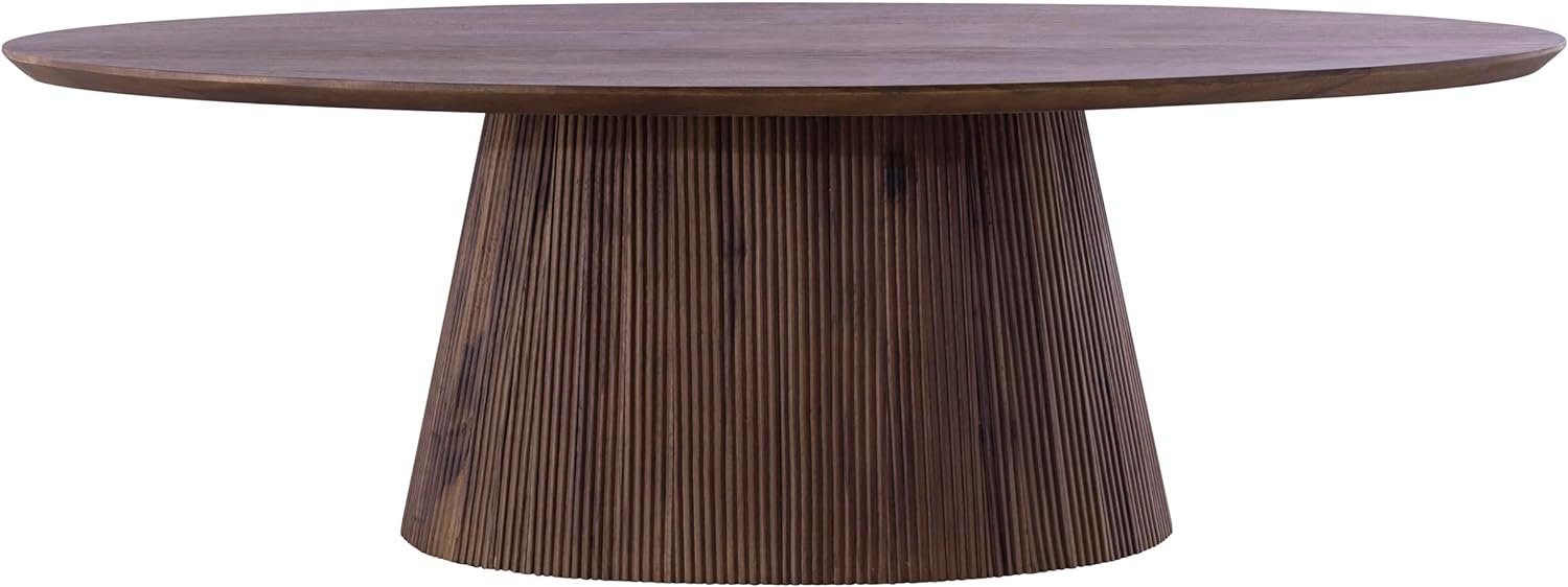 Canarm MADHY Round Coffee Table, Rustic Brown Wood Finish, Elegant Fluted Design, Spacious Tabletop, Easy Assembly for Living Room