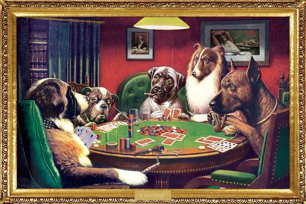 (24x36) C.M. Coolidge (Bold Bluff, Dogs Playing Poker) Art Poster Print