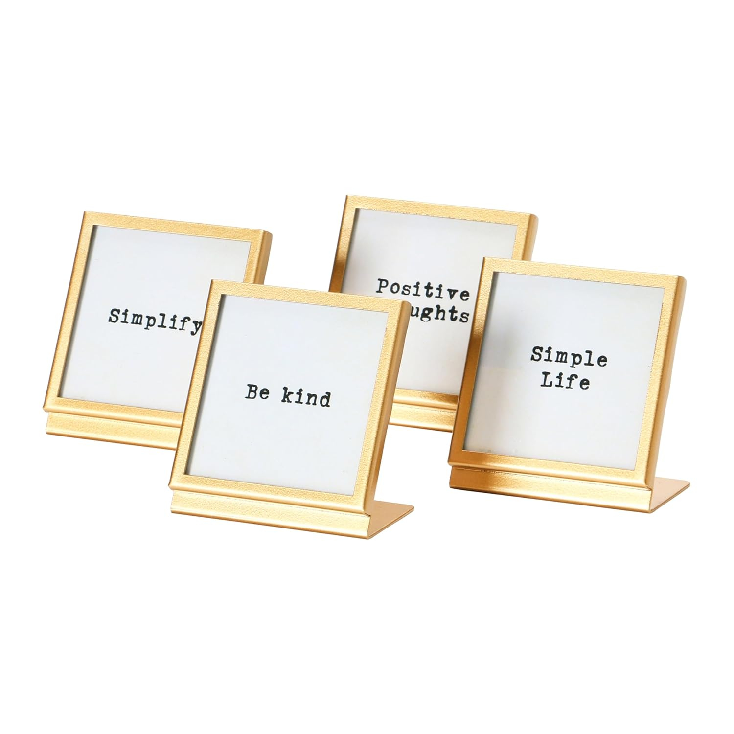 Creative Co-Op Metal & Glass Frame with Easel & Saying, 4 Styles (Holds 3" Square Photo)