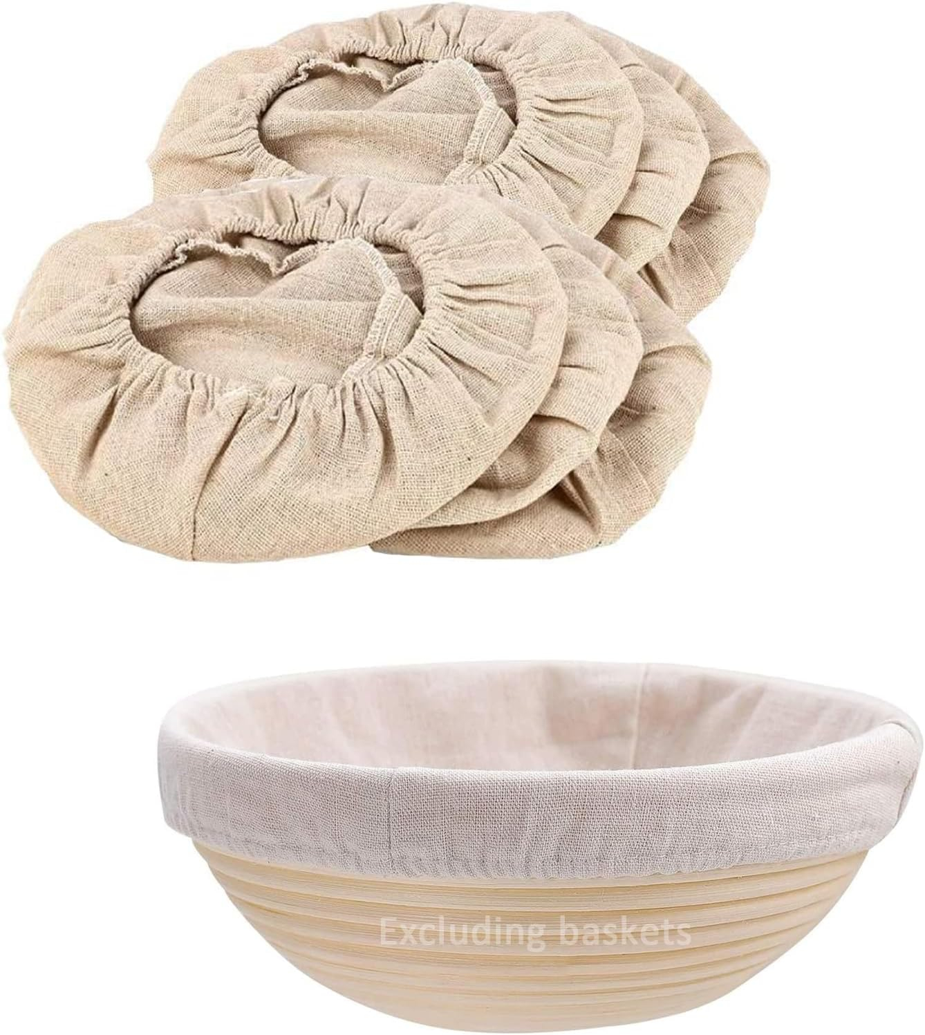 6 Packs Round Bread Proofing Basket Cloth Liner Rattan Baking Dough Basket Cover Natural Rattan Banneton Proofing Cloth(10 Inch)