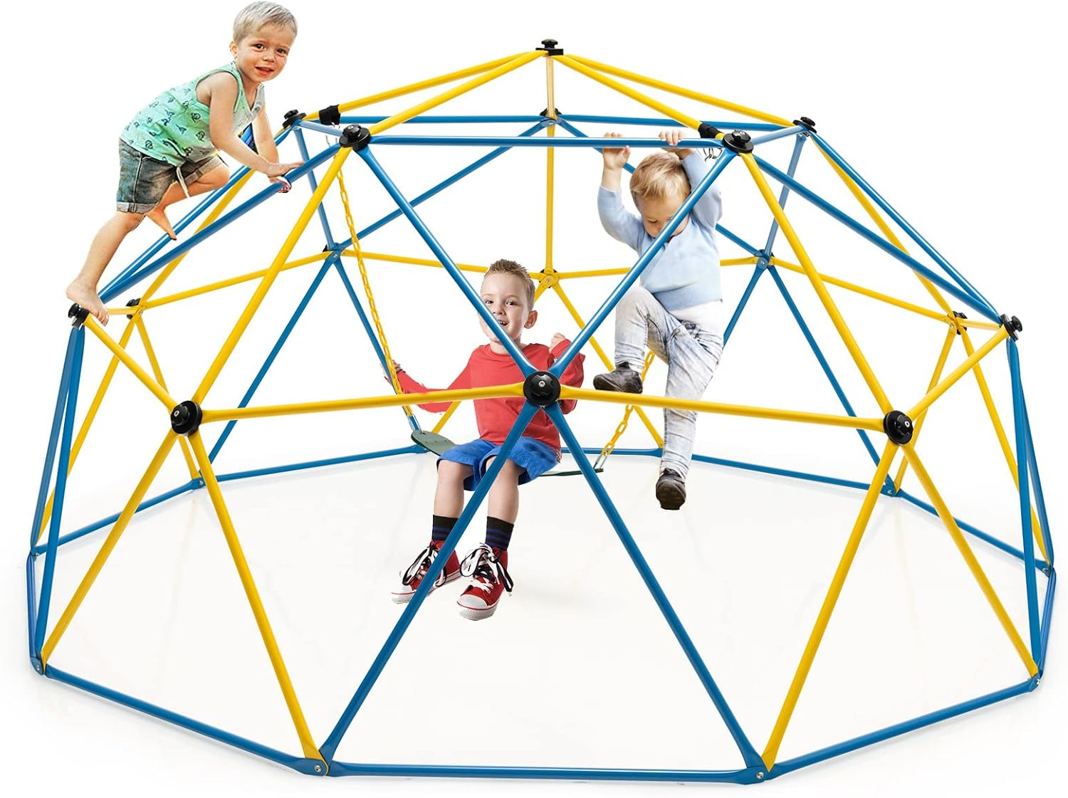 Spaco 10 Feet Kids Dome Climber, Climbing Dome with Swing and 800 Lbs Load Capacity for Garden Yard, Kids Play Equipment for Outdoor, Multicolor