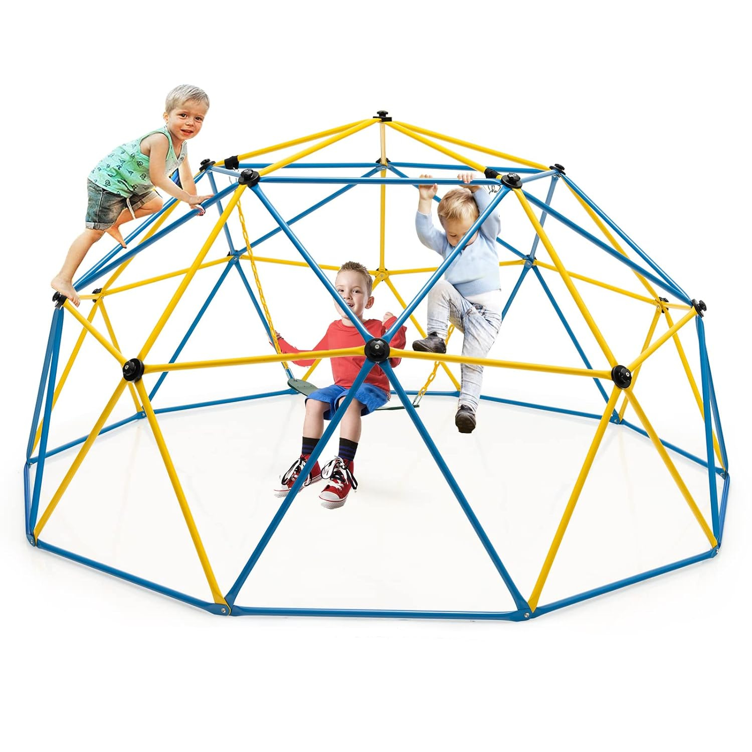 Spaco 10 Feet Kids Dome Climber, Climbing Dome with Swing and 800 Lbs Load Capacity for Garden Yard, Kids Play Equipment for Outdoor, Multicolor