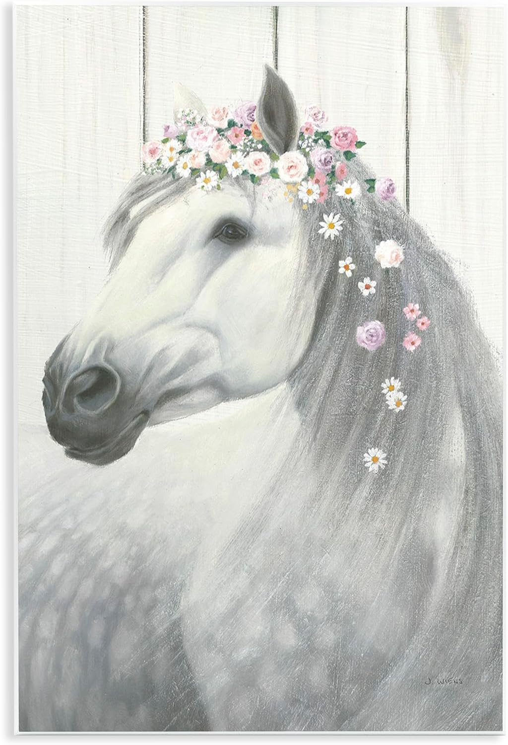 The Stupell Home Decor Collection Spirit Stallion Horse with Flower Crown Wall Art