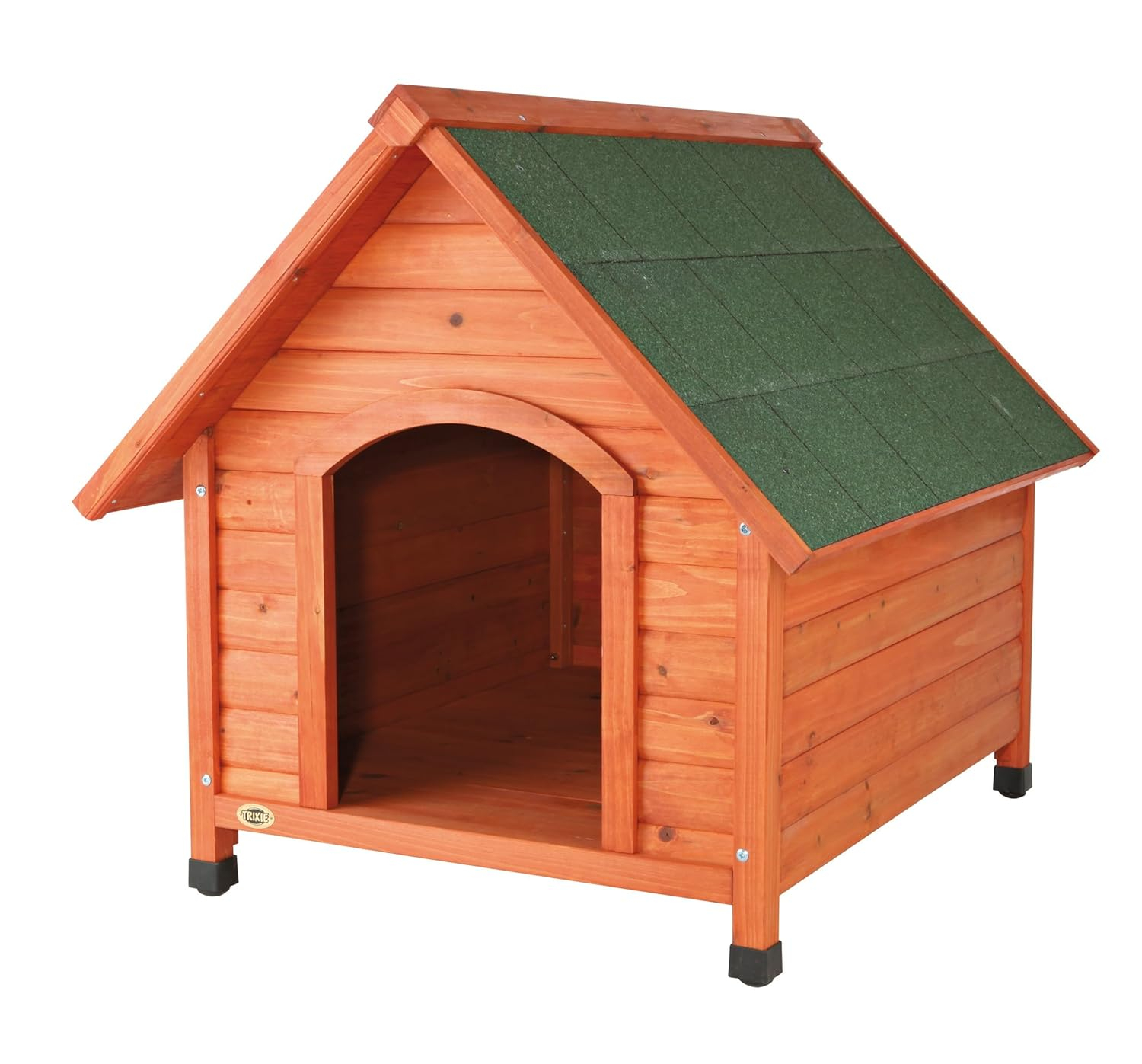 TRIXIE Cottage Weatherproof Outdoor Wooden Dog House Raised Floor for Large Dogs, Brown