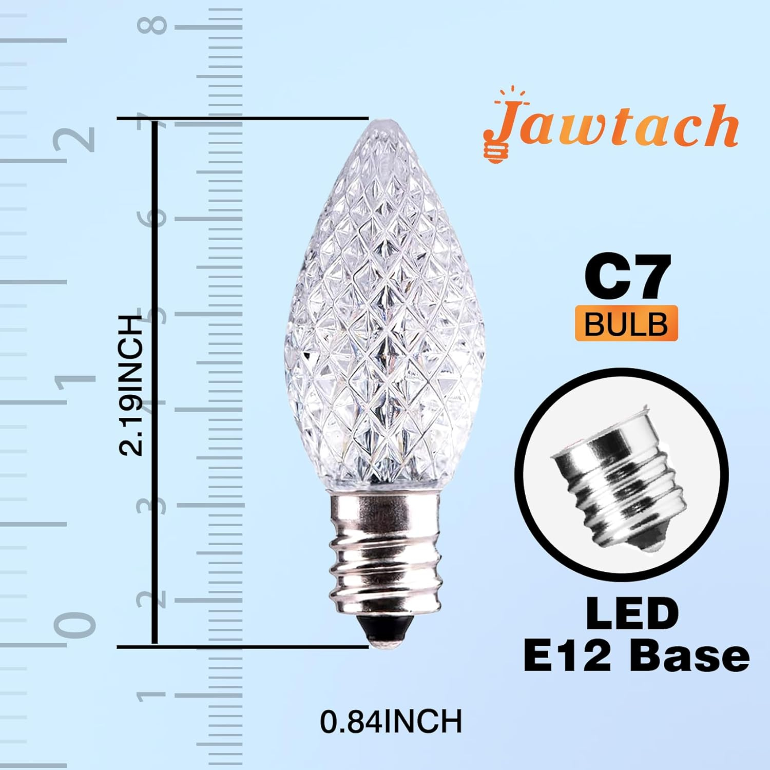 Novelty Lights 25 Pack C7 LED Twinkle Outdoor Christmas Replacement Bulbs, Warm White, C7/E12 Base White