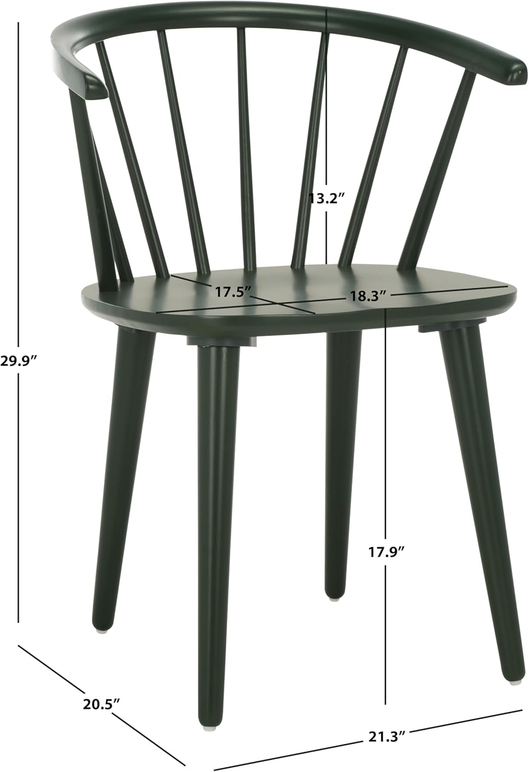 SAFAVIEH Blanchard Contemporary Wood Solid Dining Bistro Chair, Garden Green (Set of 2)