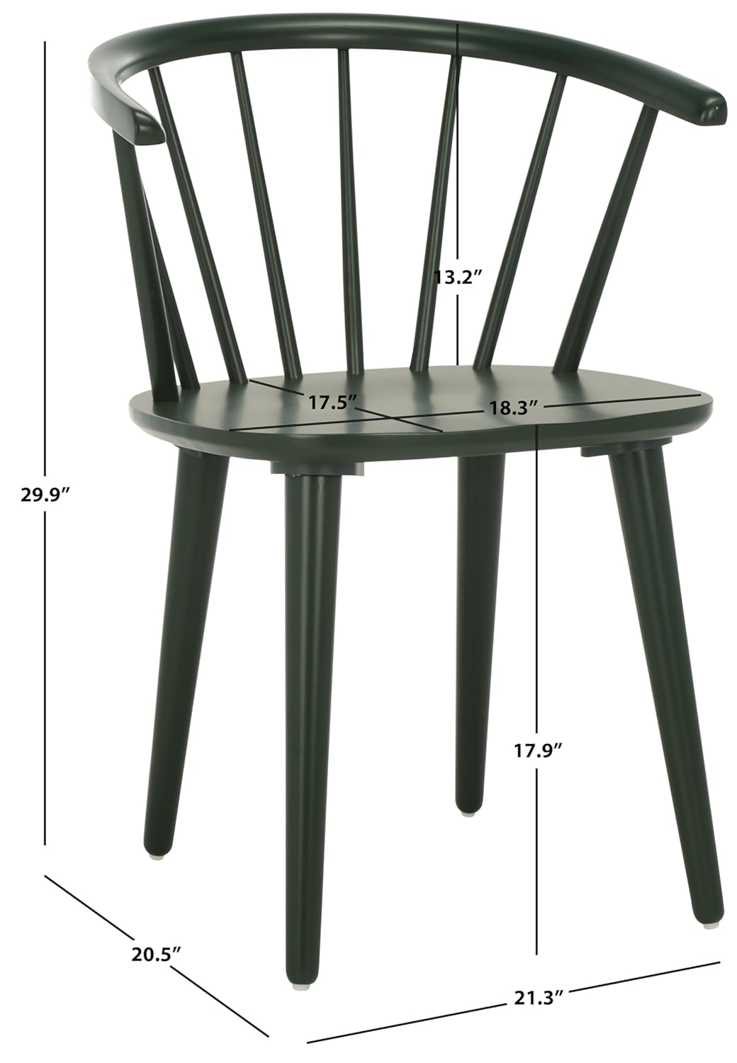 SAFAVIEH Blanchard Contemporary Wood Solid Dining Bistro Chair, Garden Green (Set of 2)