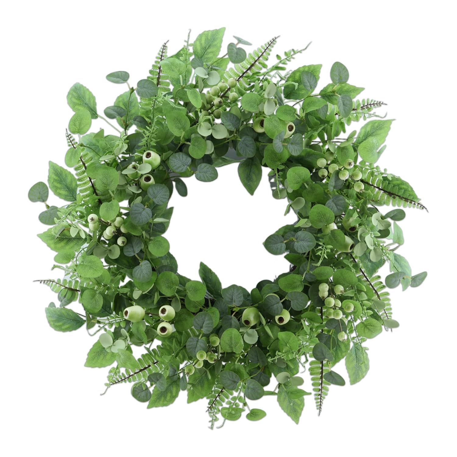 The Holiday Aisle® 22" Artificial Spring Summer Farmhouse Eucalyptus Berry Front Door Wreath