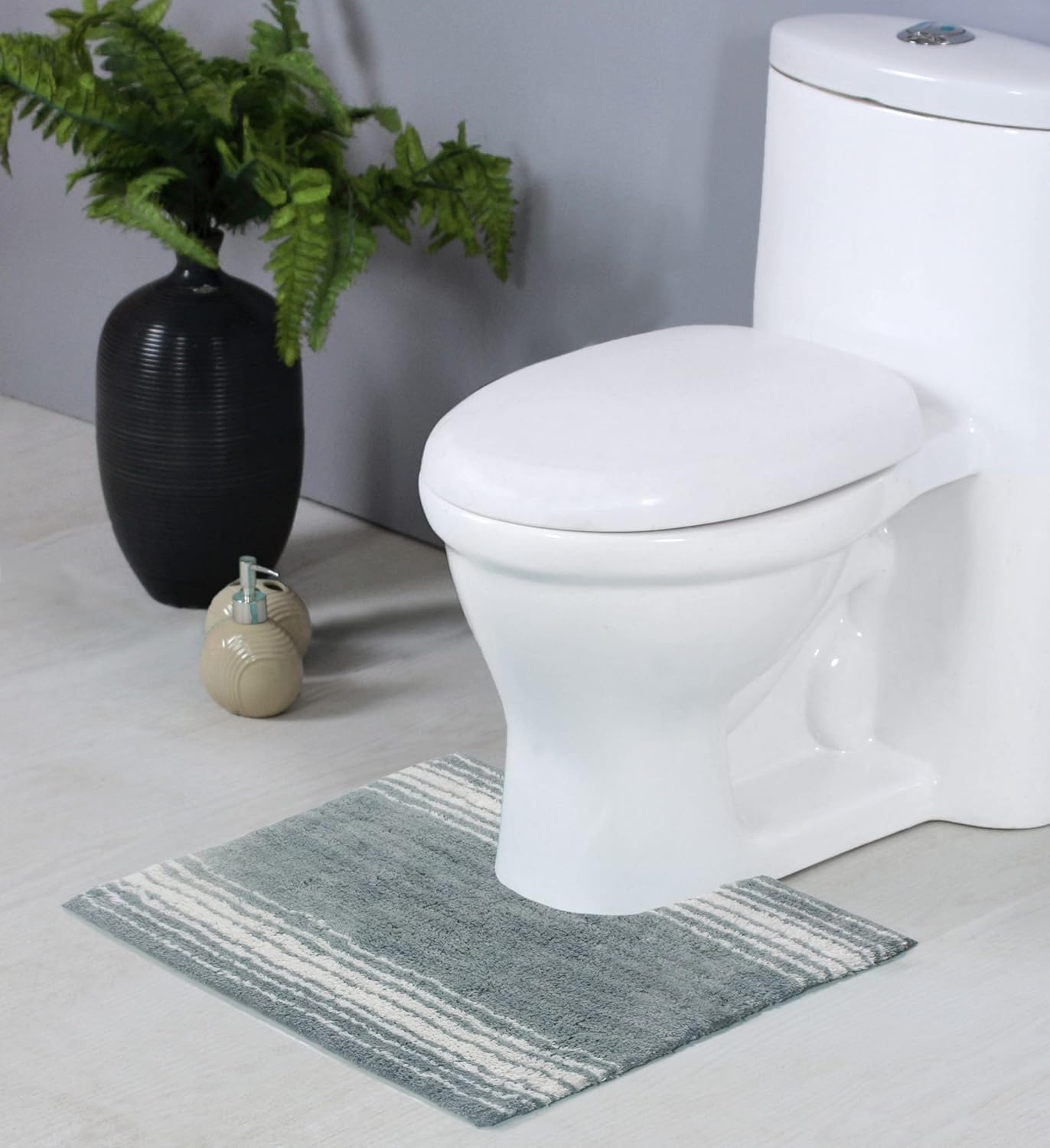 Home Weavers Gradation Collection 100% Cotton Bath Rug, Soft & Absorbent Bath Mat, Non-Slip, Machine Washable Rug for Bath Floor, 20"x20" Contour, Gray