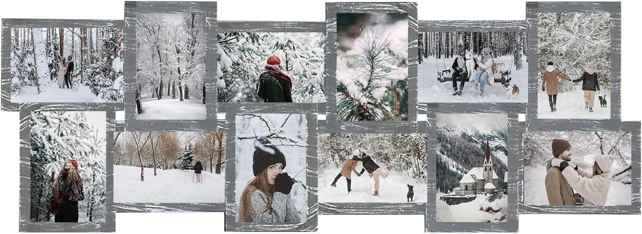 J.M.Deco Picture Frame Sets for Wall, 9 Opening Collage Frame, 6 x 4 With Family Friend's Memory, Rustic Distressed Photo Frame Wall Hanging for 4x6, Gold