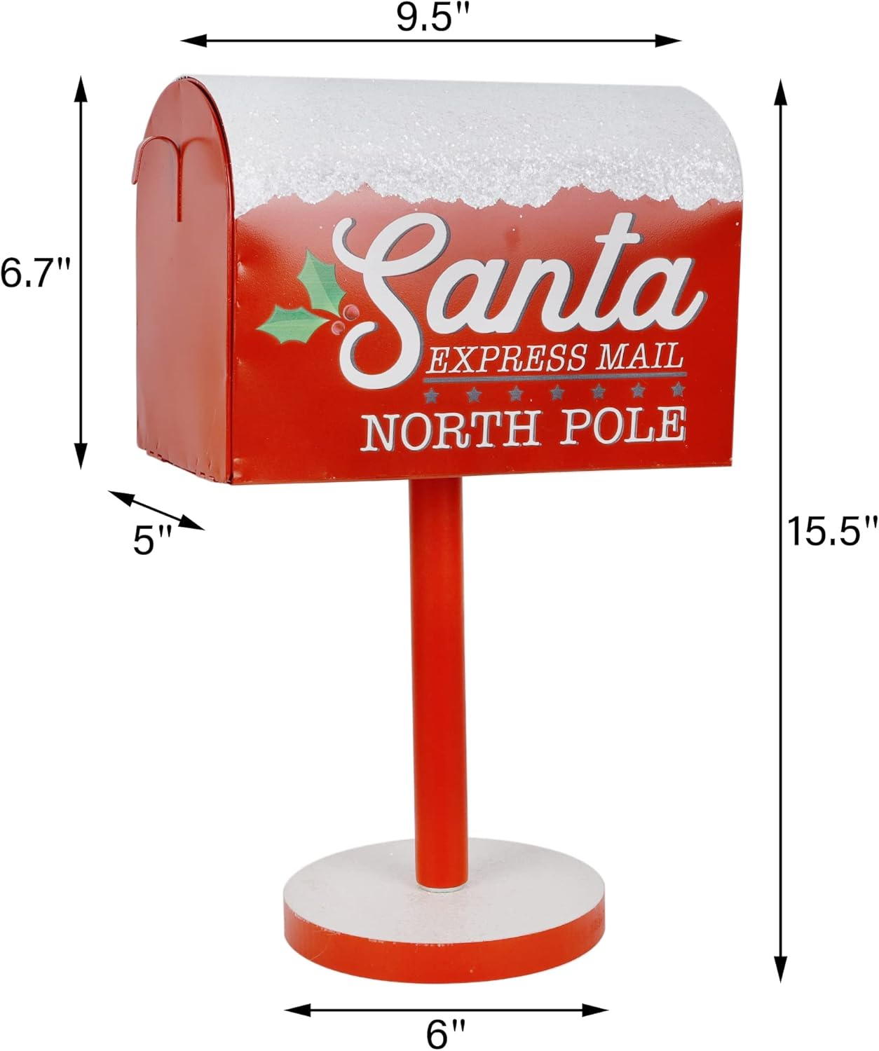 Christmas Decorations Santa Mailbox, 15.5" H x 9.5" W Express Mail to North Pole Metal Letter Box, Christmas Decorative Box for Home Room Indoor Outdoor Front Door Xmas Holiday Party