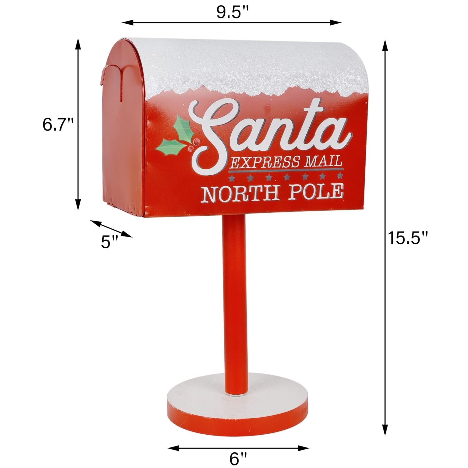 Christmas Decorations Santa Mailbox, 15.5" H x 9.5" W Express Mail to North Pole Metal Letter Box, Christmas Decorative Box for Home Room Indoor Outdoor Front Door Xmas Holiday Party