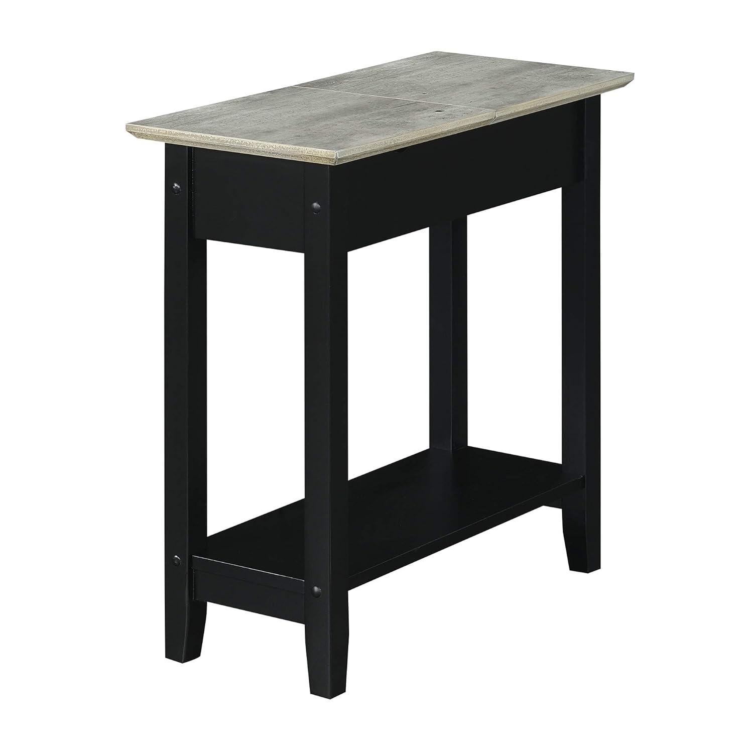 Convenience Concepts American Heritage Flip Top End Table with Charging Station, Faux Birch/Black