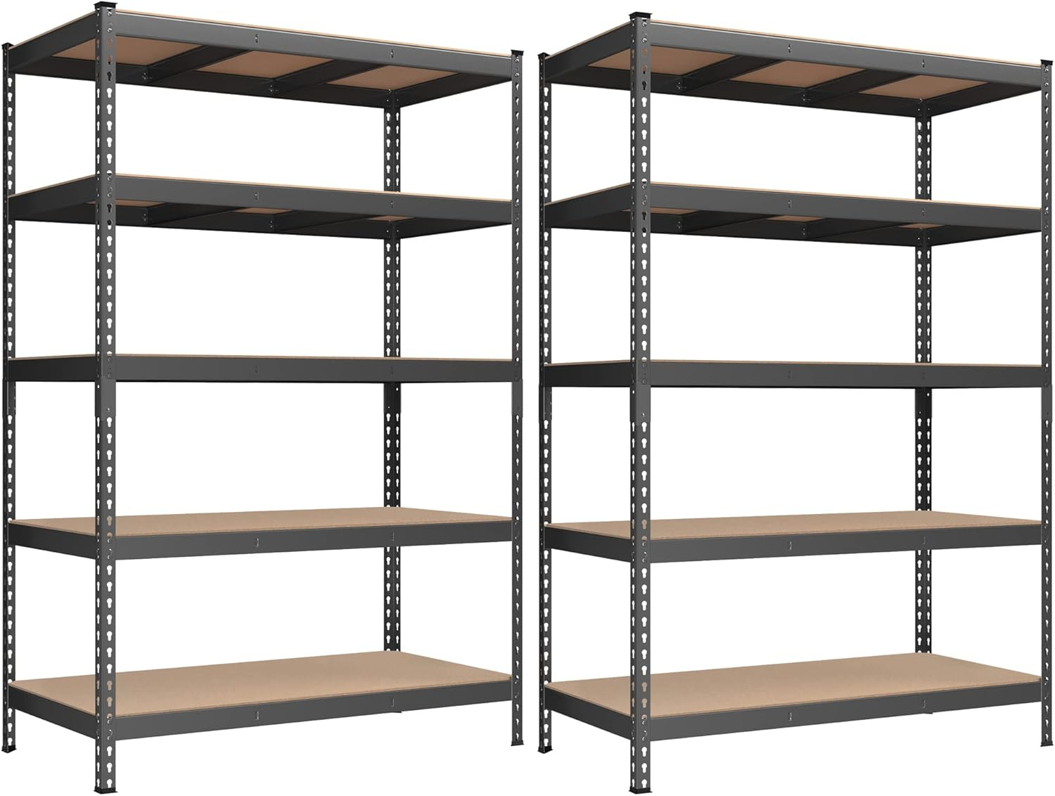 5-Tier Storage Shelves Metal Garage Storage Boltless Assembly Adjustable Shelving Unit 11.8 x 29.5 x 59.1 Inches Load 1929 lb for Shed Warehouse Basement Kitchen Gray