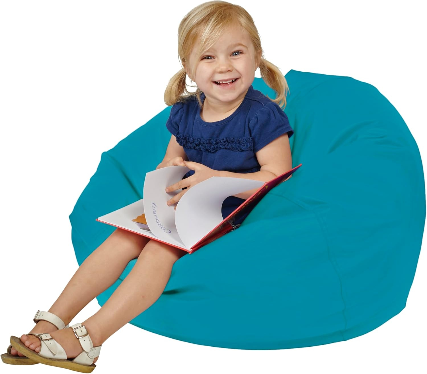 Factory Direct Partners 10477-TL SoftScape Classic 26" Junior Bean Bag Chair, Furniture for Kids, Libraries or Home - Teal
