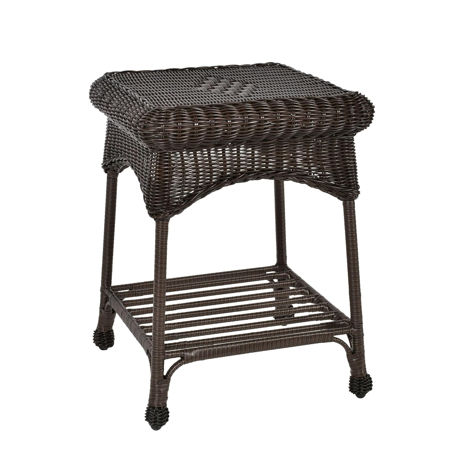 Wicker Lane  Outdoor Espresso Wicker Patio Furniture End Table