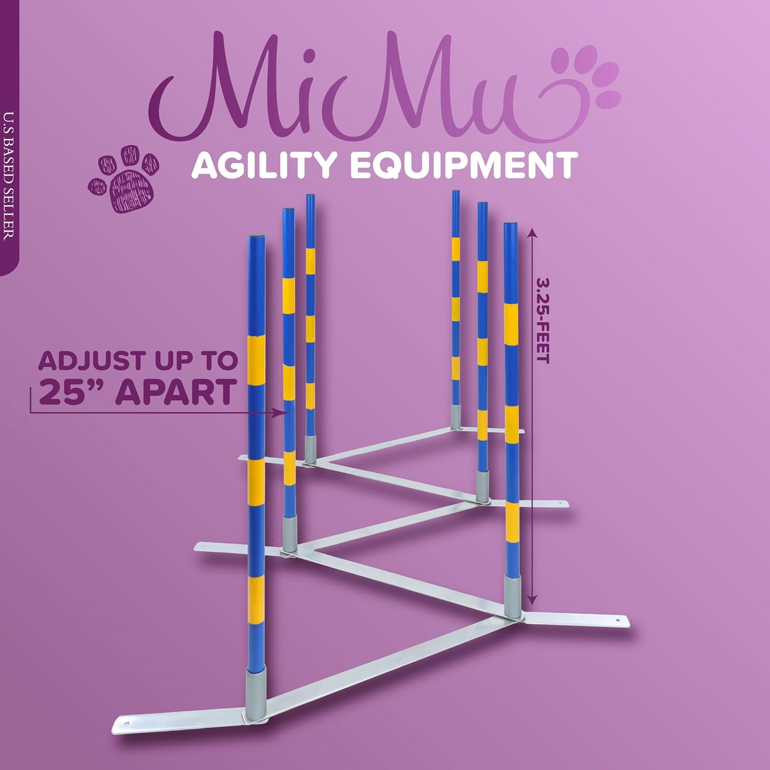 MiMu Dog Agility Equipment - Agility Set Dog Weaving Poles Dog Obstacle Course, Training Equipment, Competition Grade