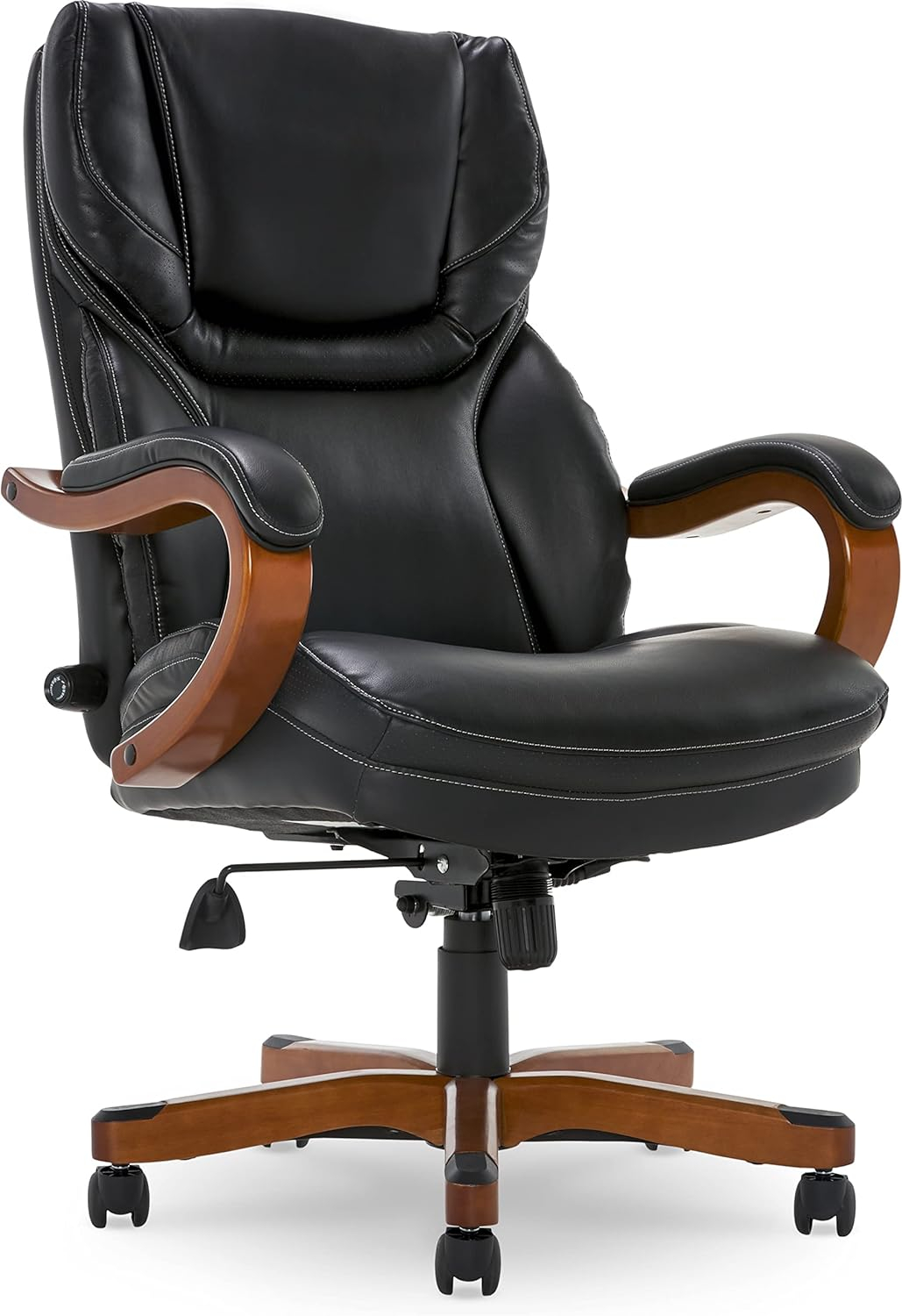 Serta Conway Big and Tall Executive Office Chair with Wood Accents Black