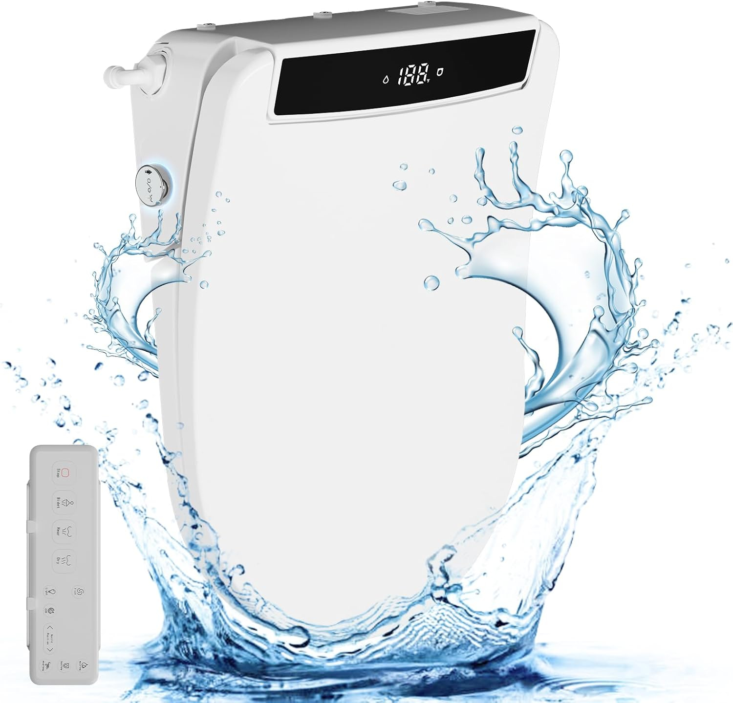 White Heated Electric Bidet Toilet Seat with Stainless Steel Nozzle