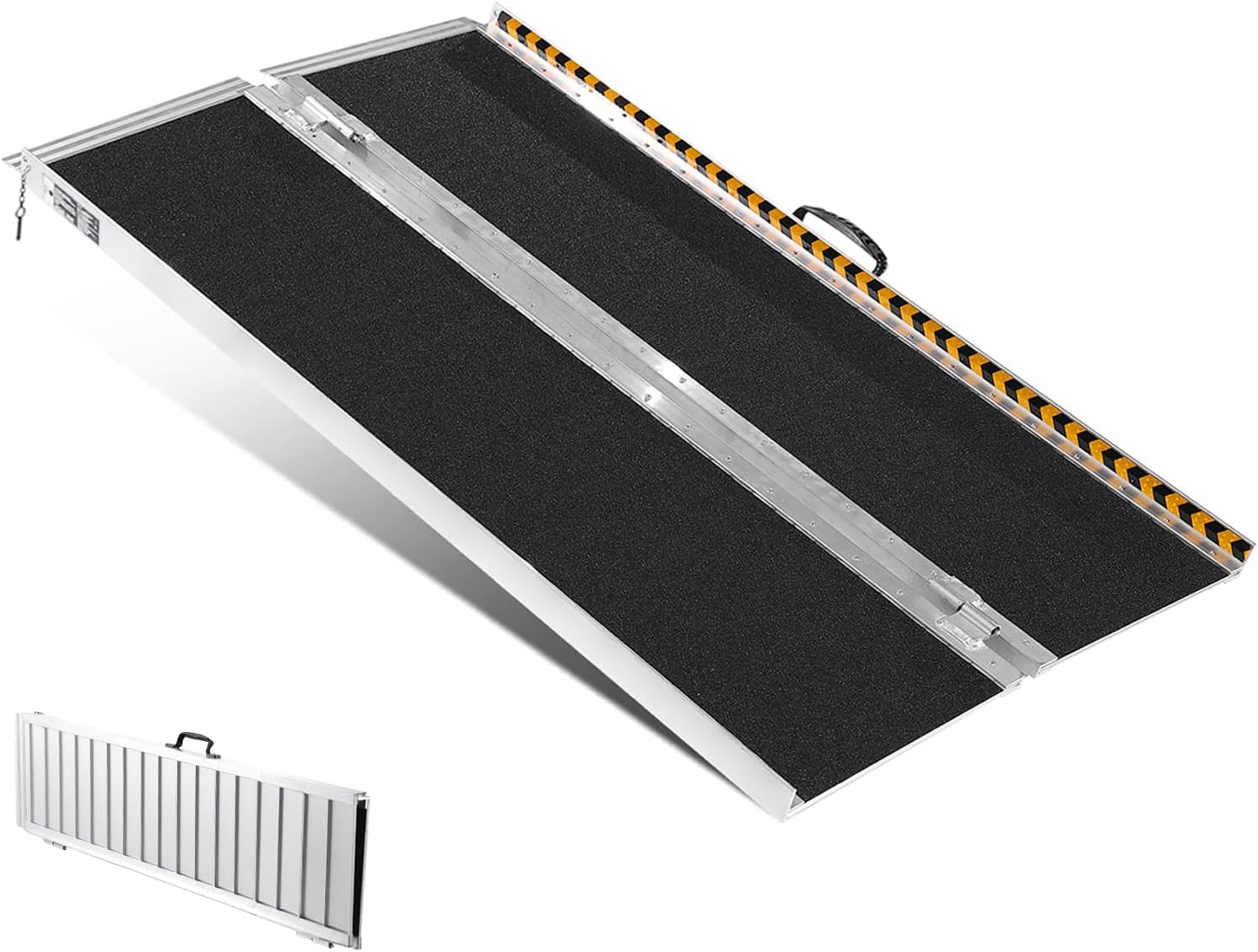Portable Wheelchair Ramp, 5 ft 800 lbs Capacity, Non-Slip Aluminum Folding Threshold Ramp, Foldable Mobility Scooter Ramp Wheel Chair Ramp, Handicap Ramp for Home Steps, Stairs, Doorways, Curbs