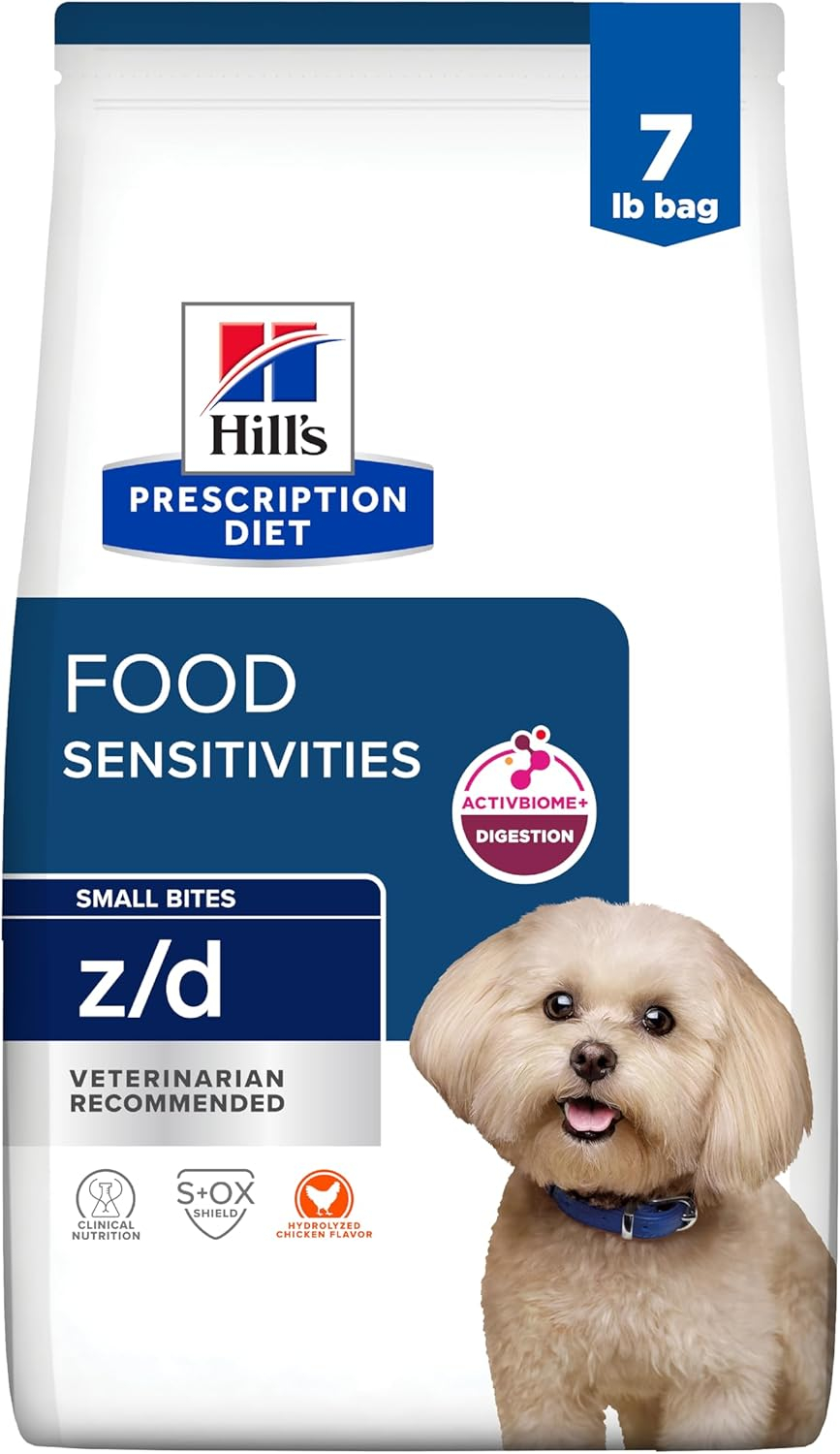 Hill's Prescription Diet z/d Skin/Food Sensitivities Small Bites Dry Dog Food, Veterinary Diet, 7 lb. Bag