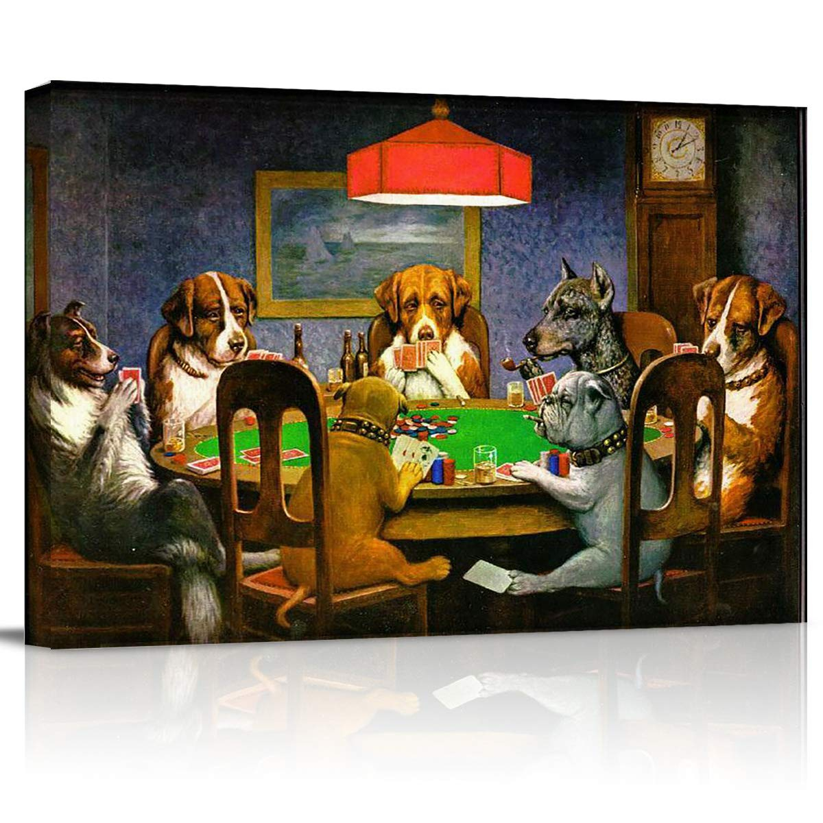 Aaroca Canvas Print Wall Art - Pokers Dogs Dogs Playing Cards - Wall Decor Modern Artwork Paintings Pictures for Living Room Stretched and Framed Canvas Posters Framed/Unframed