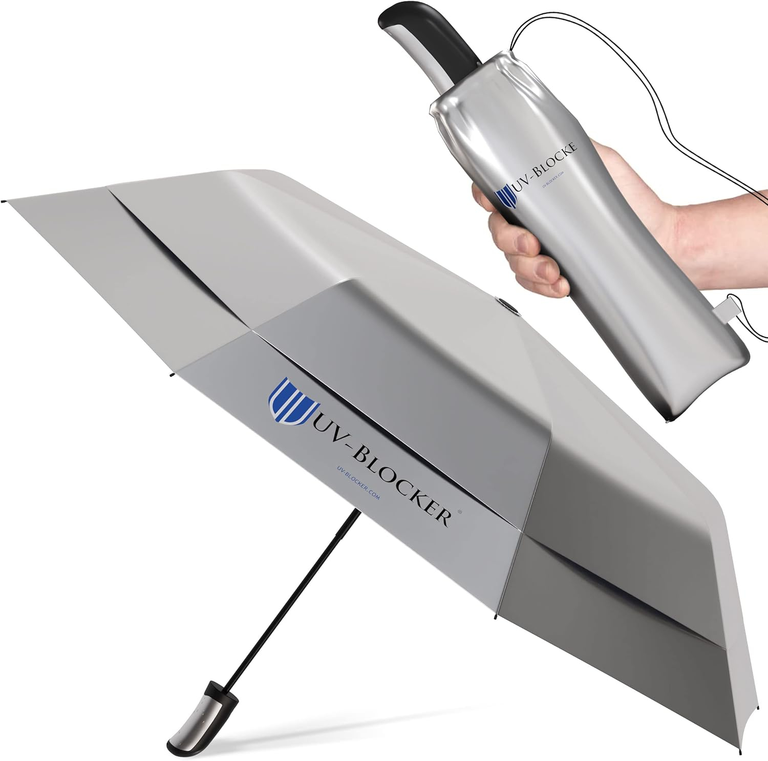 UV Blocker Sun Umbrella Large Wind Resistant Umbrella Auto Open UPF 55+ Sun Protection 58 inch