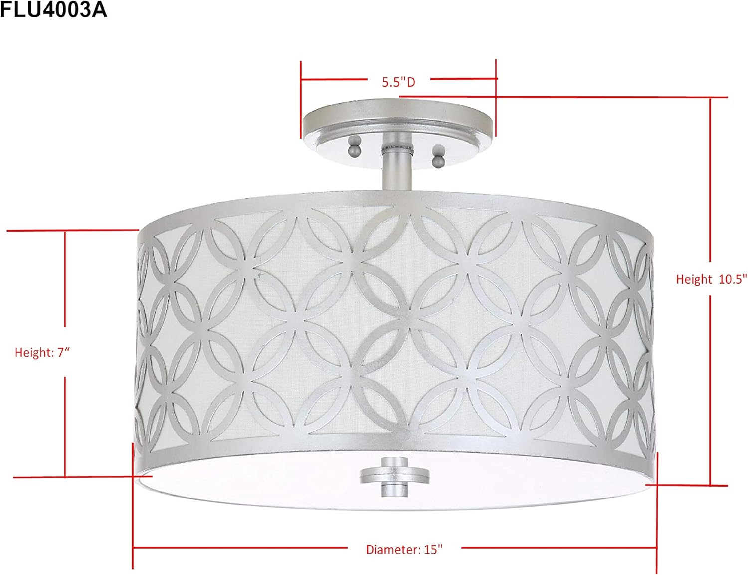 Cecily Leaf Trellis 3 Light 15" Flush Mount - Silver - Safavieh.