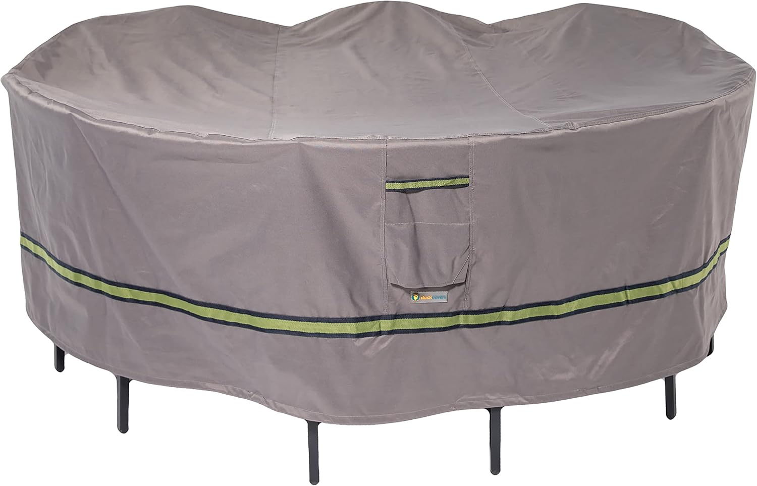 Duck Covers Soteria Waterproof 108 Inch Round Patio Table with Chairs Cover