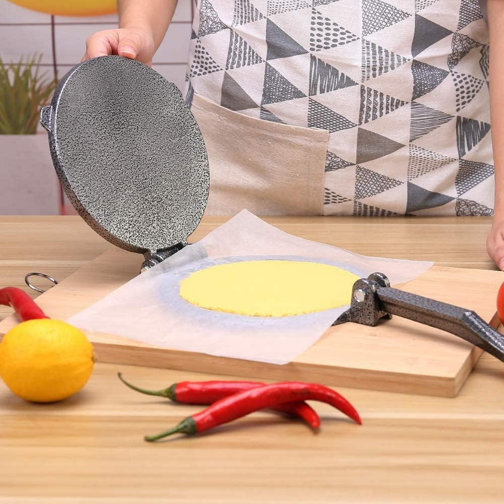 Heavy Duty Gray Cast Iron Tortilla Press and Roti Maker